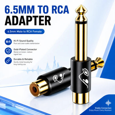 Adaptador de Audio RG de 6.5mm Macho a RCA Hembra, Conector Mono Chapado en Oro para Altavoz, Mezclador, Amplificador, Guitarra, Audio de DJ
