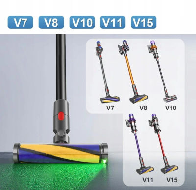 Cepillo giratorio con luz LED verde para limpiar suelos duros, accesorio para aspiradora Dyson V7 V8 V10 V11 V15