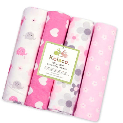 4 unids/pack 100% algodón recibir manta de bebé recién nacido 76x76cm Sábana de bebé manta supersuave Swaddle