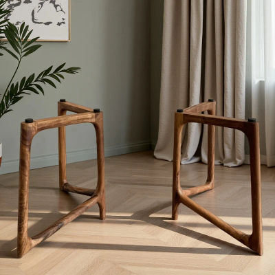 Patas de mesa de madera maciza, Base de muebles esculturales para mesa de comedor, soporte de mesa de centro de madera gruesa, Pedestal de escritorio de madera dura Natural