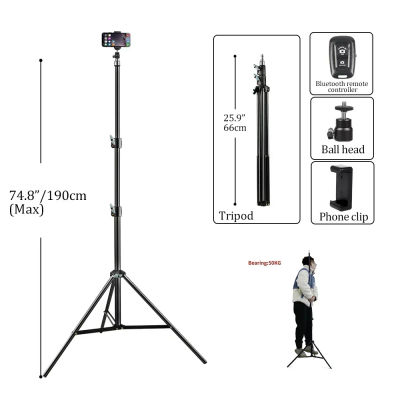 Trípodes para selfies con clip, controlador Bluetooth, soporte de aluminio para teléfono, trípode para cámara digital, 200/170/150/100cm