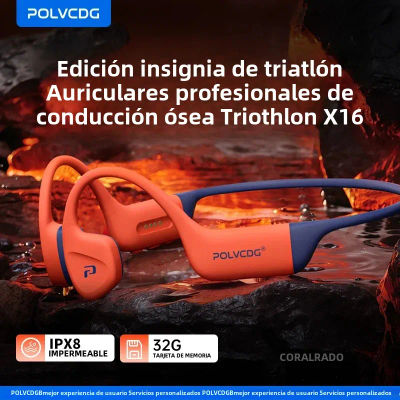POLVCDG auriculares de conducción ósea IPX8 impermeables 32GB de memoria Bluetooth 5,4 material de silicona 2024 nuevo producto X16
