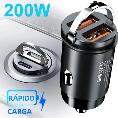 Cargador de coche mini QC3.0 PD de 100W/200W, 12-24V, encendedor, carga rápida, cargador USB tipo C para Xiaomi, Samsung, Huawei, iPhone.