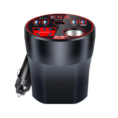 Inversor montado en vehículo, convertidor de potencia de 12V24V a 220V, cargador de teléfono, enchufe de carga móvil multifuncional rápido para coche