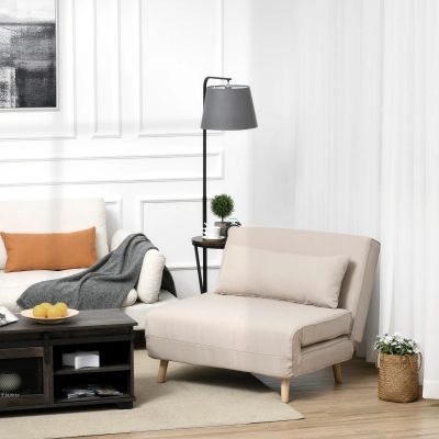 HOMCOM Sofá Cama Individual con Almohada Acolchado y Respaldo Ajustable en 6