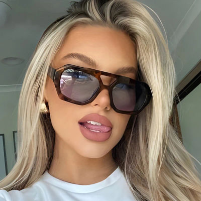 Gafas de sol cuadradas para mujer, moda 20224, nuevas gafas de sol Retro de doble puente, gafas de sol femeninas de diseñador de lujo, gafas grandes para mujer UV400