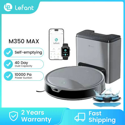 Lefant M350 MAX Robot Aspirador y Fregador Combo, Evitación de Obstáculos PSD de 190°, Succión de 10000 Pa, Autocarga, para Suelos Duros, Alfombras, Pelo de Mascotas