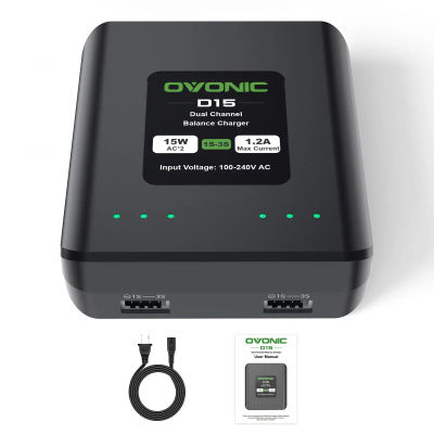 Cargador de batería OVONIC D15 Lipo cargador de doble canal 1.2A 15W para cargador de batería LiPo Life LiHv 1S-3S