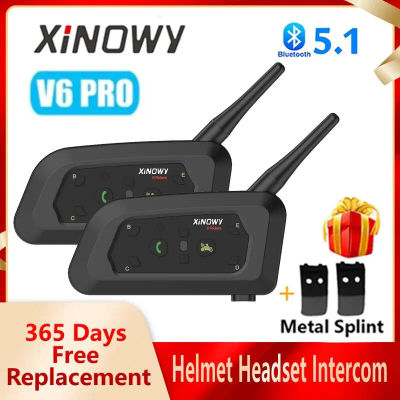 XINOWY V6 PRO casco de motocicleta Bluetooth intercomunicador auriculares 800M interfono comunicador para 6 conductores reproductor de música impermeable