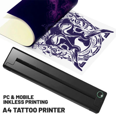 Impresora Térmica Portátil A4, Mini Impresora de Transferencia de Plantillas para Tatuajes, Impresora Multifuncional de Documentos para Tatuajes, Inalámbrica Bluetooth