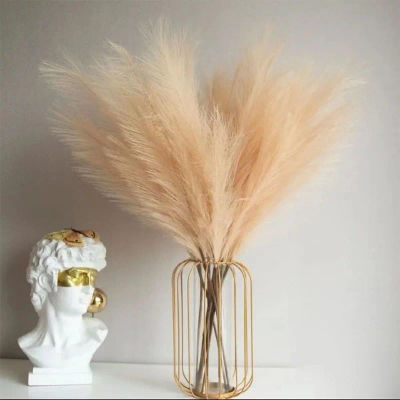 Hierba pompón Artificial para decoración del hogar, ramas falsas y esponjosas, tallos de plantas, jarrón de relleno, arreglo floral bohemio, 10 piezas