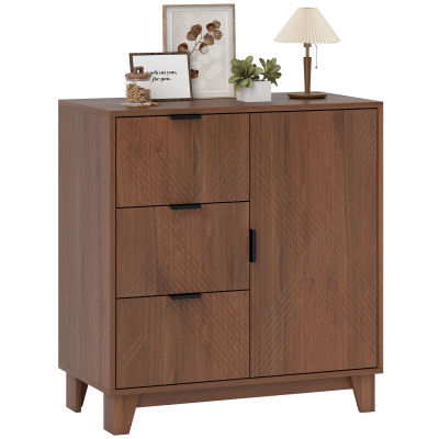 HOMCOM Mueble buffet para salón, mueble de cocina con puerta, 3 cajones y estante, aparador ajustable, mueble para televisor