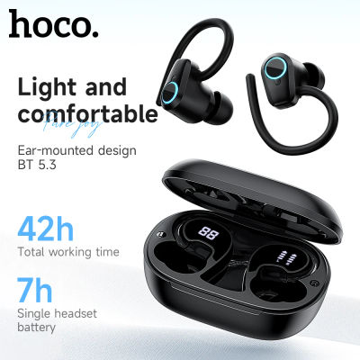 HOCO EQ8 Bluetooth 5,3 auriculares inalámbricos pantalla LED caja de carga deportes HiFi música ganchos para la oreja auriculares con Control táctil