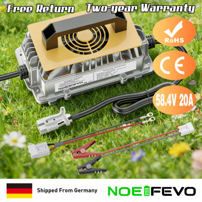 Cargador Inteligente LiFePO4 de 48V 20A 1250W, Cargador de Batería de 58.4V para Baterías de 51.2V 16S de Carros de Golf, Embarcaciones Fuera de Red y RV, con Activación y Reparación OV