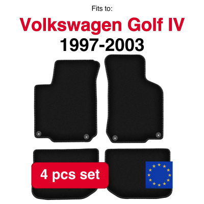 Juego de alfombras de terciopelo para Volkswagen Golf IV hatchback, variante (1997-2003) -Negro (4 piezas)