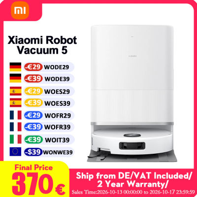 Versión global del robot aspirador Xiaomi 5 EU (versión mejorada X20+), máquina inteligente para la limpieza del hogar, aspiración y fregado, 20000 Pa de potencia de succión, autolimpieza, alta