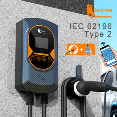 Estación de Carga para Vehículos Eléctricos Feyree, 32A, Cargador de Pared EVSE, 7.6/11/22KW, Tipo 2, Cable IEC62196, Control por Aplicación