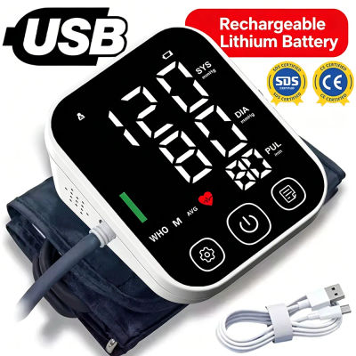Tensiómetro de Brazo con Batería de Litio, Monitor de Presión Arterial Recargable, Monitor de Arritmias, Tonómetro Automático, Esfigmomanómetro