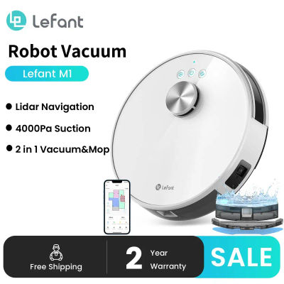 Robot aspirador LEFANT M1 con fregona, navegación lidar (LDS), 4000Pa, batería de 4000 mAh, control por aplicación/Alexa, ideal para suelos duros