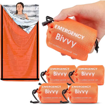 Saco de dormir de emergencia, manta térmica de Mylar, saco de supervivencia ligero, impermeable, refugio portátil para acampar y hacer senderismo