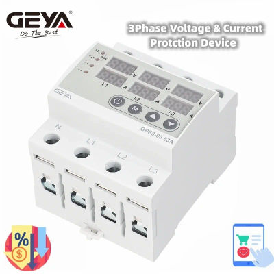 GEYA GPS8-03 carril Din relé de voltaje ajustable trifásico Monitor de sobretensión con protección de corriente 63A 80V-400V