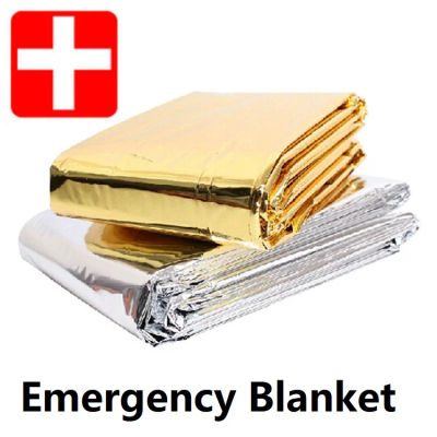Manta de supervivencia térmica de emergencia, manta de aluminio impermeable a prueba de viento para supervivencia al aire libre AQYP02