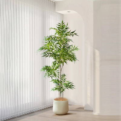 Árbol Artificial grande de 78-140cm, palma de tacto Real, hojas de Nandina de plástico, plantas altas de bambú de imitación para decoración del hogar, jardín y oficina