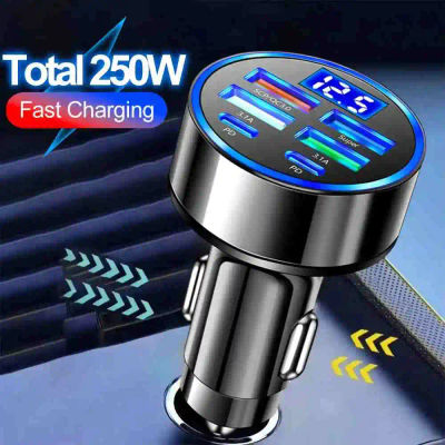 Cargador de coche USB de 250W PD QC3.0 USB C cargador de teléfono de coche adaptador tipo C para iPhone Samsung Huawei Xiaomi carga rápida ﻿