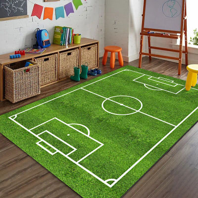 Alfombra de campo de fútbol para pista de carreras con tema deportivo, alfombra de juego para niños, decoración del hogar, alfombra antideslizante para dormitorio