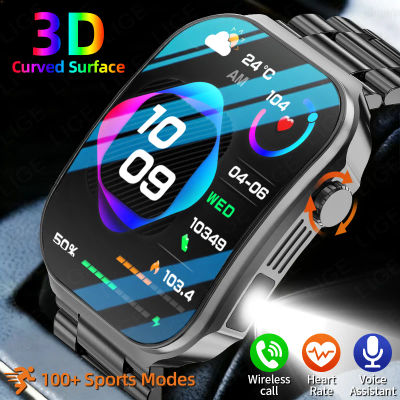 Nuevo Reloj Inteligente LIGE con Pantalla Curva 3D de 2.2 Pulgadas, Luz LED, Termómetro, Monitor de Salud, Llamadas Bluetooth, Reloj Deportivo