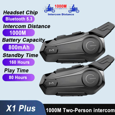 Intercomunicador para Casco de Motocicleta X1 Plus, Bluetooth 5.0, Auriculares Inalámbricos para Moto, Interfono de 1000m, Altavoz Manos Libres, Walkie Talkie para Casco