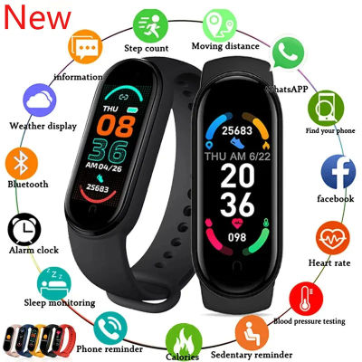 Reloj deportivo M6 con banda inteligente IP67, resistente al agua, para hombres y mujeres, presión arterial, Monitor de ritmo cardíaco, pulsera inteligente de Fitness para Android Ios