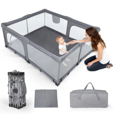Corralito Plegable para Bebés con Colchoneta y Bolsa de Almacenamiento, 183*151*70cm, Tela Oxford 600D Lavable, para Bebés y Niños Pequeños, Interior y Exterior