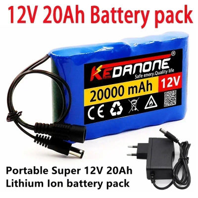 Batería de iones de litio recargable portátil, Super 12V, 20000mah, capacidad DC 12,6 v, 20Ah, Monitor de cámara CCTV, cargador, nuevo