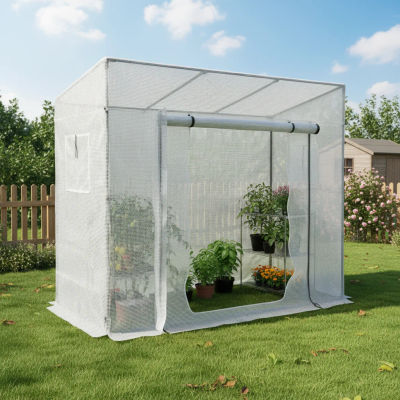 Invernadero para Plantas de Exterior con Ventana, Diseño de Techo Inclinado Resistente, Bordes Sin Esquinas Afiladas, 200x77x170 cm (78.74x30.31x66.93 Pulgadas)