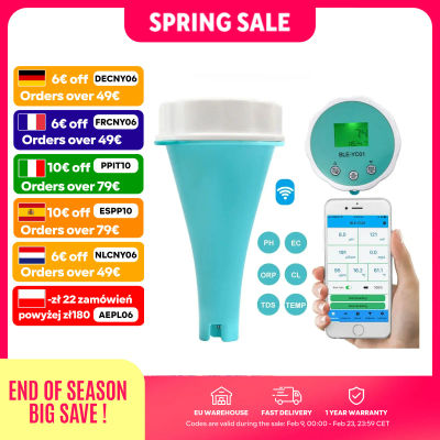Medidor de Calidad del Agua 6 en 1, Monitor en Línea con APP, Medidor Digital de PH, CL, TDS, EC, ORP y Temperatura, con Bluetooth