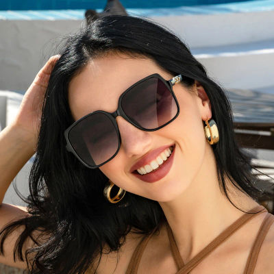 Gafas de sol cuadradas a la moda para ciclismo, gafas de sol coloridas con montura grande para mujer, gafas de sol con gradiente para exteriores para mujer