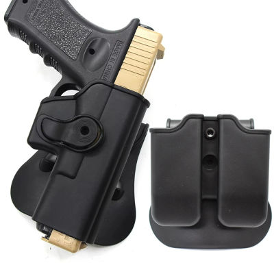 Funda táctica para pistola con doble compartimento para cargadores, funda de cinturón, funda de transporte tipo pala para Glock 17, accesorio.