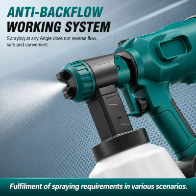 Pistola de Pintura Inalámbrica de 18 V, Pistola de Pulverización HVLP de 1000 ml Compatible con Batería Bosch PBA, Control de Flujo Ajustable, Pistola de Pintura Eléctrica para Muebles, Paredes,