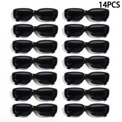 14 Uds. Gafas De Sol cuadradas negras Vintage para mujer, gafas De Sol rectangulares pequeñas De marca De lujo para mujer, gafas De Sol con espejo transparente Degradado
