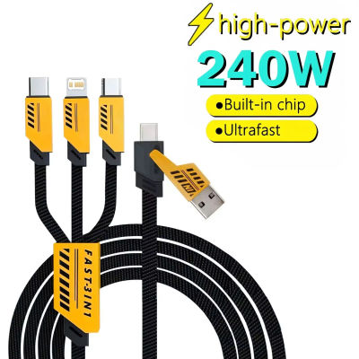 Cable de carga rápida 3 en 2 de 240W para Cable cargador Micro USB tipo C, puerto Multi Usb de 1,2 m, Cable de carga Usb múltiple para iphone huawei