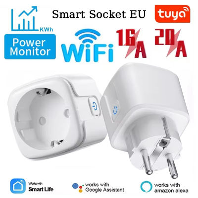 Enchufe inteligente WiFi EU 16A/20A con Monitor de potencia función de sincronización Tuya Smart Life APP Control funciona con Alexa Google Home