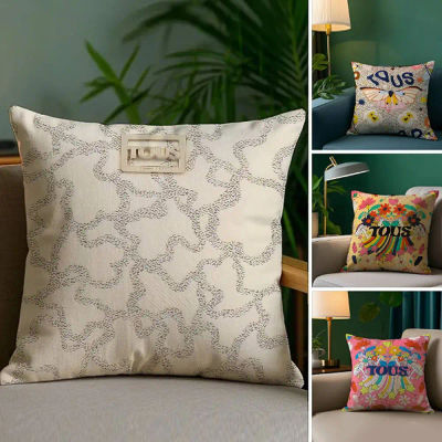 Funda de almohada T-Tous de lujo artesanal, tela de felpa, suave, estampado de doble cara, funda de cojín para sofá, fundas de almohada