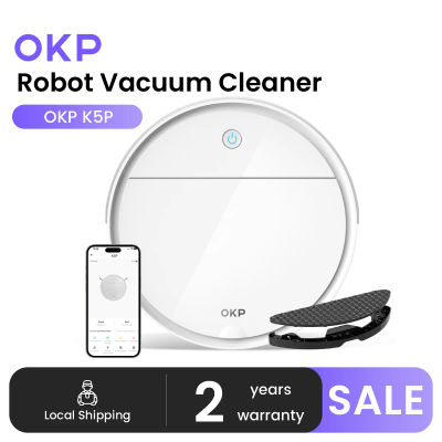 Robot aspirador OKP K5P, 5000Pa, 180 minutos, WiFi/aplicación, diseño delgado, autorrecarga, perfecto para suelos duros, pelo de mascotas, alfombras