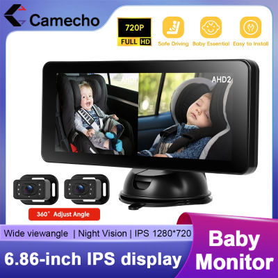 Camecho 2 cámara Monitor de visión trasera pantalla IPS de 6,86'reposacabezas espejo de coche de bebé ángulo de visión amplio para bebés niños mascotas visión nocturna