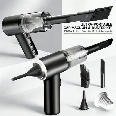 Aspiradora Inalámbrica para Auto de 9000 Pa, Carga USB, 1200 mAh, Dispositivo de Limpieza Portátil, Mini Aspiradora Húmeda y Seca para el Hogar