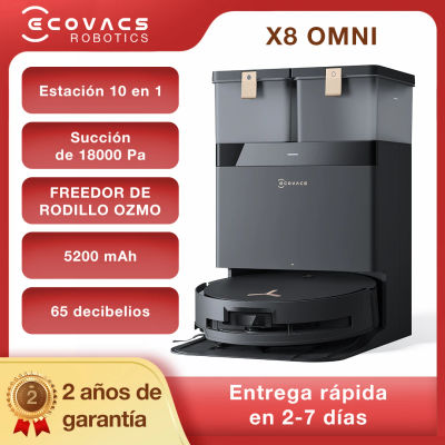 ECOVACS DEEBOT X8 OMNI 18.000Pa Ozmo Roller Robot de limpieza inteligente aspirador Robot limpieza fregona de succión Control por aplicación friega suelos cepillo limpieza robot limpieza suelo aspira