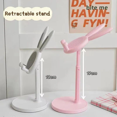 Soporte retráctil para teléfono móvil con forma de conejo, color rosa, ajustable, para iPhone, Samsung, soporte para tabletas
