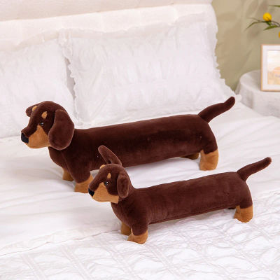 Almohada larga de felpa de perro salchicha, almohada para el cuerpo de perro marrón, almohada grande con viñetas de animales, almohadas largas rellenas para decoración del hogar