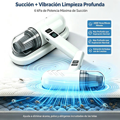 Aspiradora Inalámbrica Inteligente para Eliminar Ácaros, Robot de Limpieza Profunda Portátil para Ropa de Cama, Eliminación Eficiente de Ácaros